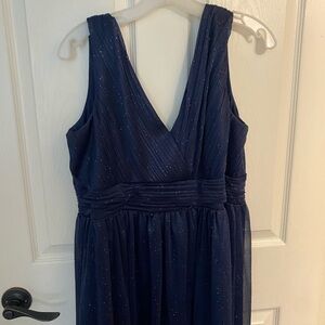 Ever Pretty Navy Glitter Deep V Maxi Gown